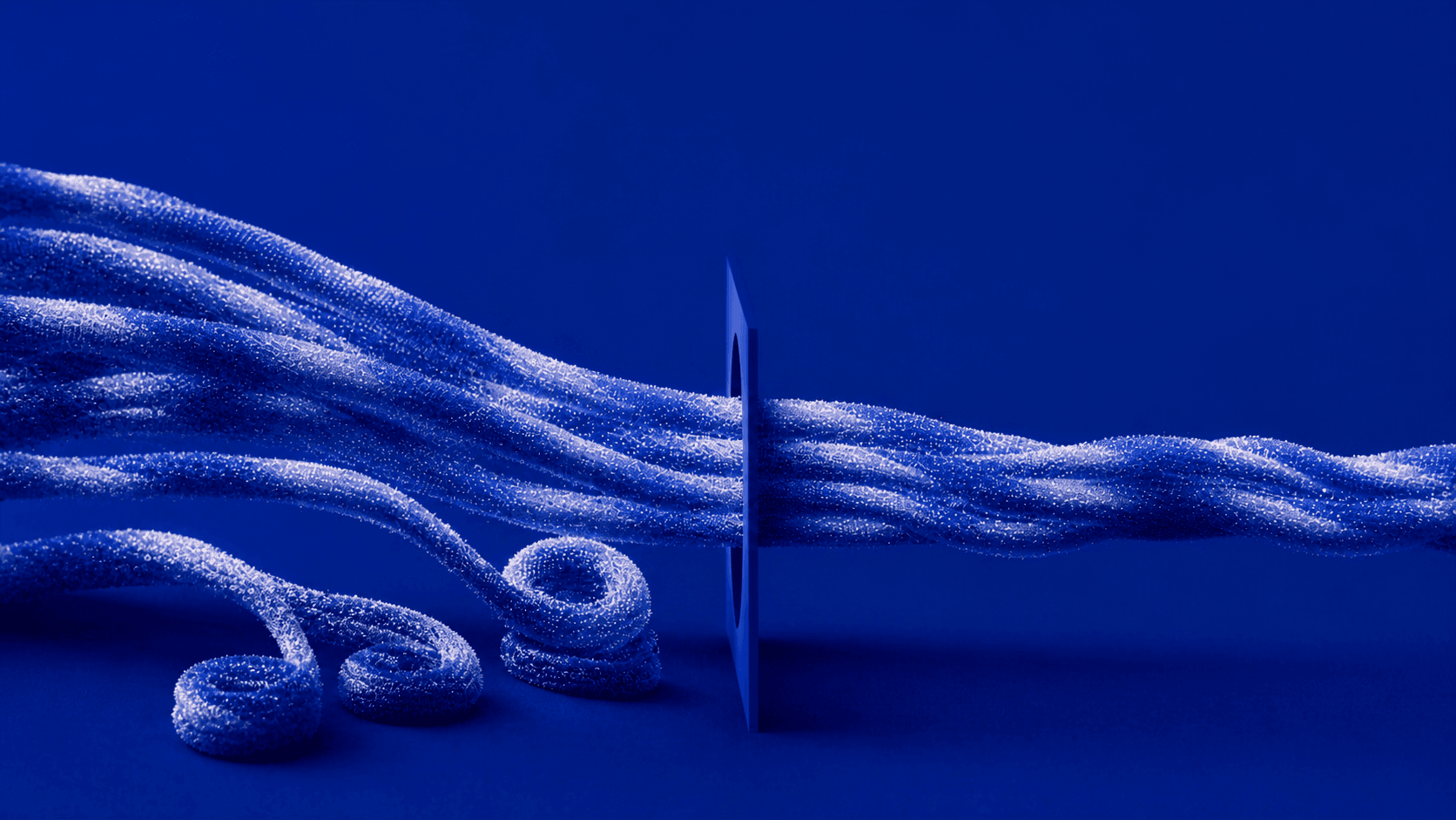 A governed woven carrier passes through a narrow policy aperture while private, revoked, and out-of-scope strands remain behind in restrained coils.