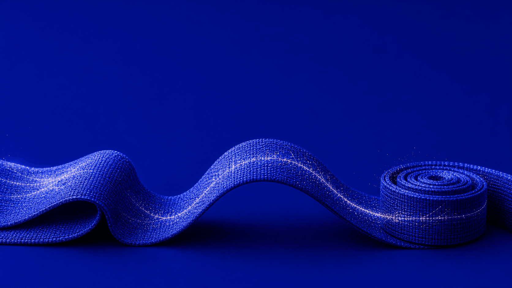 One high-fidelity woven band becomes a soft wave, a taut bridge, and a compressed coil without breaking continuity.